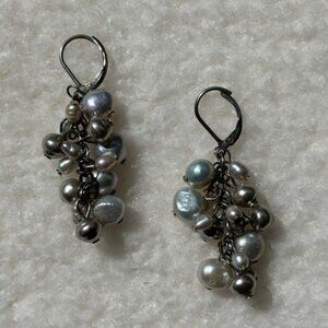 Sterling + Clustered Cultured Pearls Drop Earrings